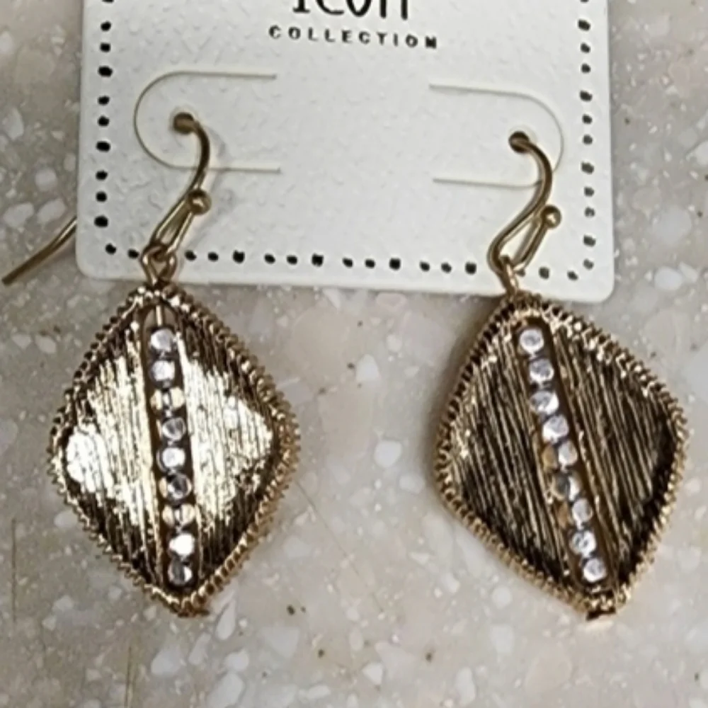 Icon Collection Goldtone Rhinestone Earrings - Picture 2 of 3